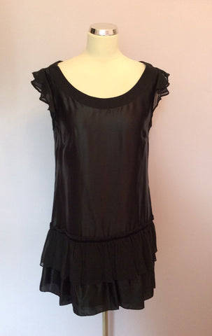 Brand New French Connection Black Silk Mini Dress Size 12 - Whispers Dress Agency - Sold - 1