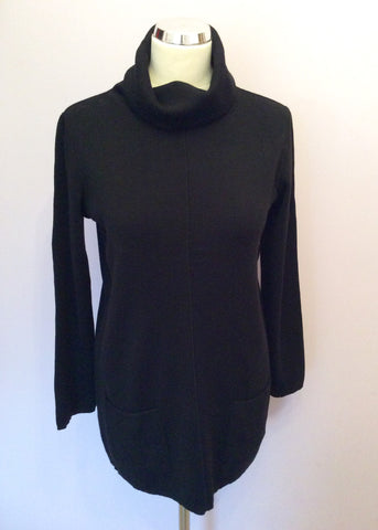 Jaeger Black Long Wool Polo Neck Jumper Size S - Whispers Dress Agency - Sold - 1
