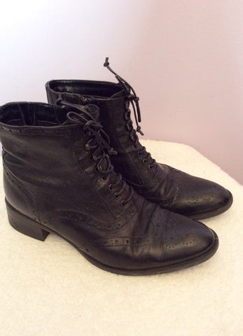 Cara London Black Leather Lace Up Ankle Boots Size 5/38 - Whispers Dress Agency - Sold - 3