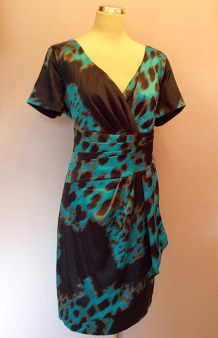 Brand New Michaela Lewis Turqouise & Black Pencil Dress Size 18 - Whispers Dress Agency - Sold - 1