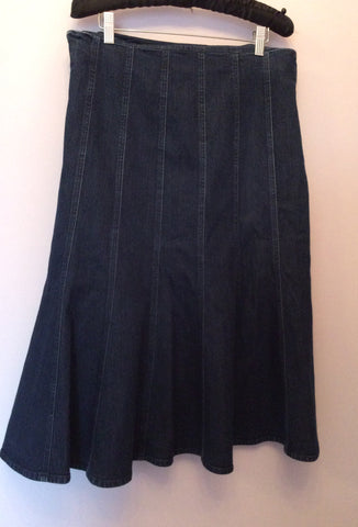 LK Bennett Blue Denim Fluted Hem Skirt Size 14 - Whispers Dress Agency - Womens Skirts - 2