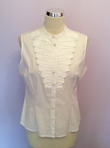 Coast White Pleated Front Sleeveless Top Size 14 - Whispers Dress Agency - Womens Tops - 1