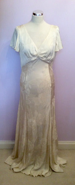 Phase Eight Ivory Floral Embossed Wedding Dress Size 14 - Whispers Dress Agency - Sold - 1
