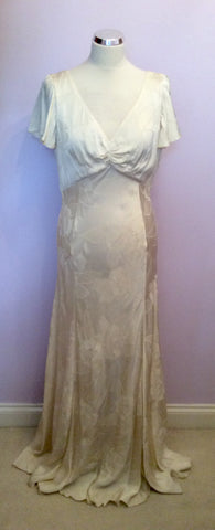 Phase Eight Ivory Floral Embossed Wedding Dress Size 14 - Whispers Dress Agency - Sold - 1