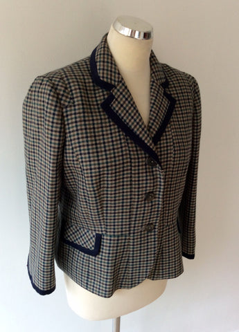 HOBBS NW3 BROWN,BLUE & GREEN CHECK WOOL JACKET SIZE 16 - Whispers Dress Agency - Womens Coats & Jackets - 2