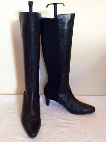 Smart Black Leather & Stretch Fabric Boots Size 5.5/38.5 - Whispers Dress Agency - Sold - 1