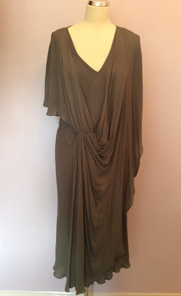 Amanda Wakeley Dark Grey Silk Grecian Style Dress Size 16 - Whispers Dress Agency - Sold - 1