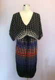 Planet Black, Blue, Red & Ivory Silk Shift Dress Size 12 - Whispers Dress Agency - Sold - 1
