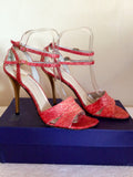 Brand New Stuart Weitzman Coral Pink & Gold Heel Sandals Size 5/38 - Whispers Dress Agency - Womens Sandals - 2