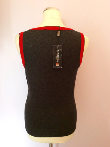 Brand New Betty Barclay Dark Grey & Red Trim Tanktop Size 10 - Whispers Dress Agency - Womens Knitwear - 2