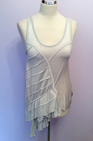 WHISTLES LIGHT GREY PLEATED TRIM SLEEVELESS TOP SIZE 1 UK SMALL - Whispers Dress Agency - Womens Tops - 1
