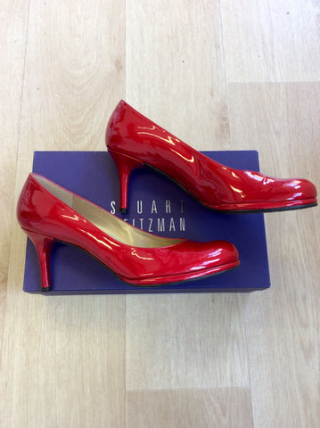 STUART WEITZMAN FOR RUSSELL & BROMLEY RED PATENT LEATHER HEELS SIZE 6/39 - Whispers Dress Agency - Sold - 2