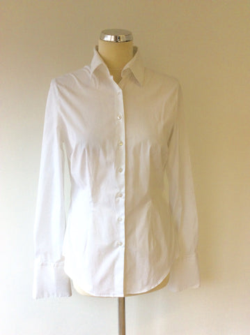 HAWES & CURTIS WHITE FITTED COTTON SHIRT SIZE 14 - Whispers Dress Agency - Womens Shirts & Blouses - 1