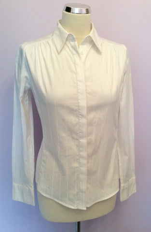 Reiss White Liorna White Cotton Fitted Stripe Shirt Size 10 - Whispers Dress Agency - Sold - 1