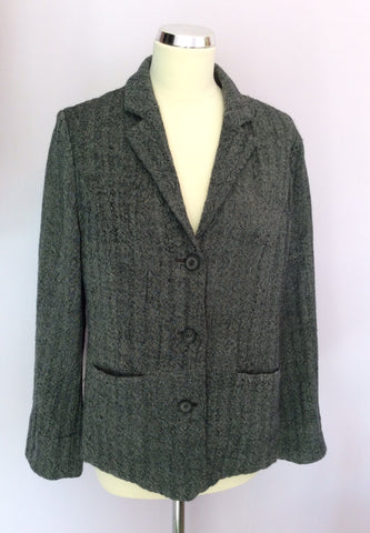 Oska Grey & Black Herringbone Design Wool Jacket Size 1 UK 12/14 - Whispers Dress Agency - Sold - 1