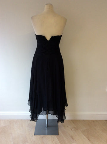 MONSOON BLACK SILK STRAPLESS DRESS SIZE 10