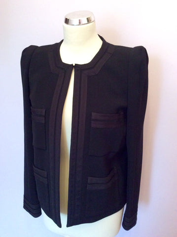 Jaeger Black Wool Box Jacket Size 12 - Whispers Dress Agency - Womens Coats & Jackets - 2