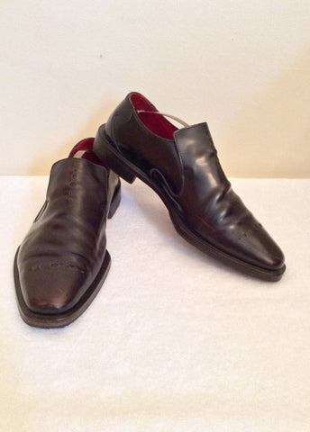 Oliver Sweeney Dark Brown Farfalle Leather Slip On Shoes Size 7.5 /41 - Whispers Dress Agency - Sold - 1