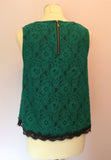 Laura Ashley Green & Black Trim Lace Top Size 12 - Whispers Dress Agency - Womens Tops - 2