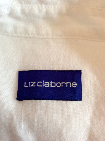 Liz Claibourne White Linen Shirt Size L - Whispers Dress Agency - Womens Shirts & Blouses - 2