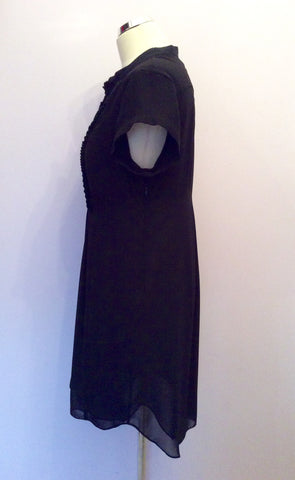 Ted Baker Black Pleated Trim Tea Dress Size 4 UK 12 - Whispers Dress Agency - Sold - 3