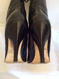 Hugo Boss Black Leather Silver Chain Trim Ankle Boots Size 5/38 - Whispers Dress Agency - Sold - 5