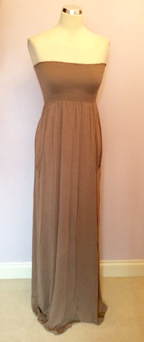 HUSH FAWN BROWN STRAPLESS MAXI DRESS SIZE XS - Whispers Dress Agency - Womens Dresses - 1