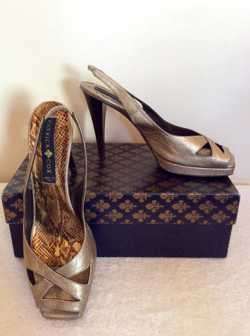 Patrick Cox Macy Old Flair Gold Leather Slingback Heels Size 7/40 - Whispers Dress Agency - Womens Heels - 1