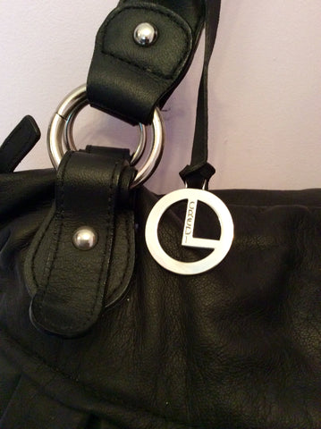 L Credi Large Black Leather Shoulder Bag - Whispers Dress Agency - Sold - 3