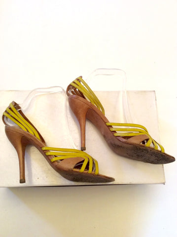 Alexander McQueen Beige & Lime Yellow Heels Size 4/37 - Whispers Dress Agency - Womens Heels - 2