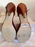Brand New Emilio Lucax Tan Brown Leather Peeptoe Sandals Size 7/40 - Whispers Dress Agency - Womens Sandals - 5