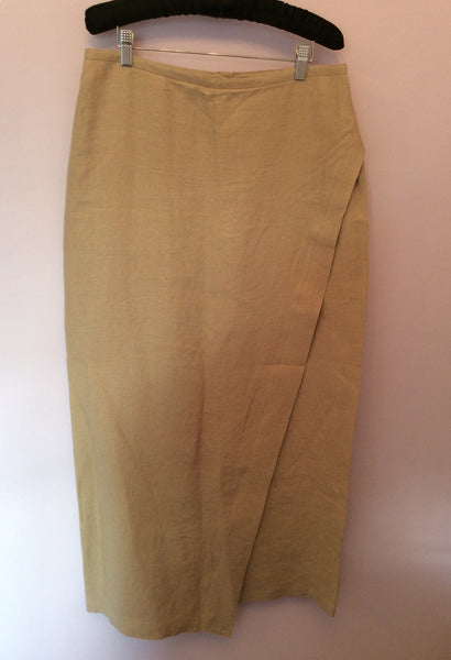Joyce Ridings Beige Linen Long Wrap Across Skirt Size 14 - Whispers Dress Agency - Womens Skirts - 1