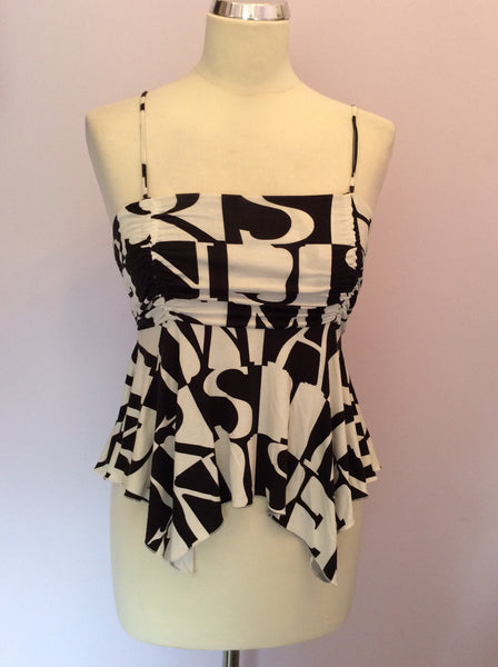 Armani Jeans Black & White Print Strappy Top Size 10 - Whispers Dress Agency - Womens T-Shirts & Vests - 1