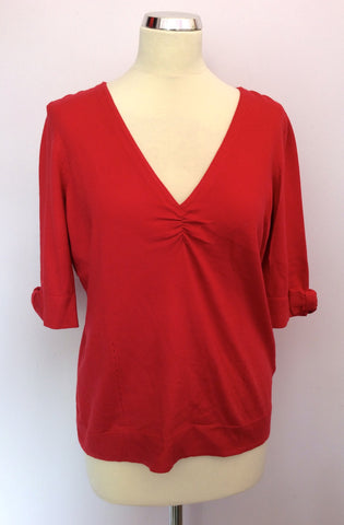 Coast Red V Neck Short Sleeve Bow Trim Jumper Size 16 - Whispers Dress Agency - Sold - 1