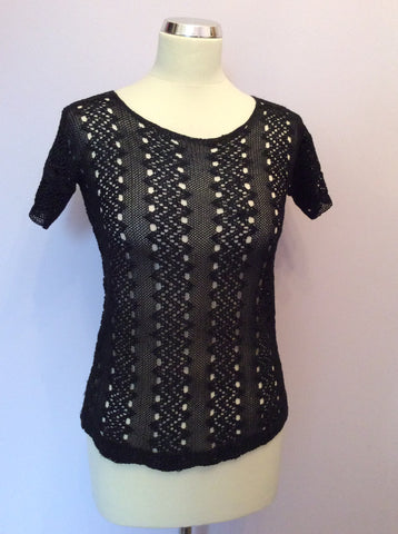 Vintage Black Crocheted Fine Knit Top Size S - Whispers Dress Agency - Womens Vintage - 1