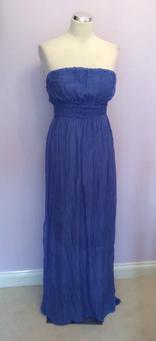 Brand New Prontamoda Guisy Blue Silk Strapless Maxi Dress Size L - Whispers Dress Agency - Sold - 1