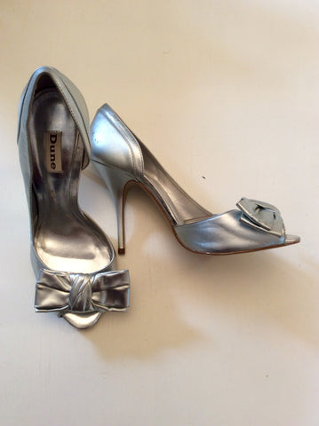 Dune Silver Bow Front Peeptoe Heels Size 6/39 - Whispers Dress Agency - Womens Heels - 1