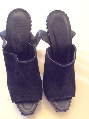 Brand New Herve Leger Black Suede & Cork Sandals Size 3.5/36 - Whispers Dress Agency - Womens Sandals - 7