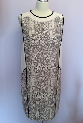 Whistles Ivory & Dark Grey Print Shift Dress Size 12 - Whispers Dress Agency - Sold - 1