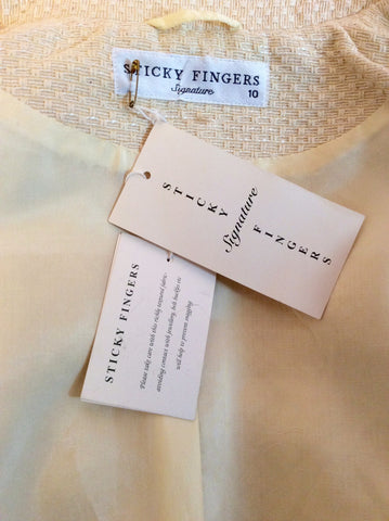 Brand New Sticky Fingers Lemon / Natural Cotton Blend Occasion Coat Size 10 - Whispers Dress Agency - Sold - 4