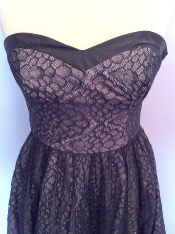Coast Black Lace & Mink Lined Strapless Dress Size 8 - Whispers Dress Agency - Womens Dresses - 2