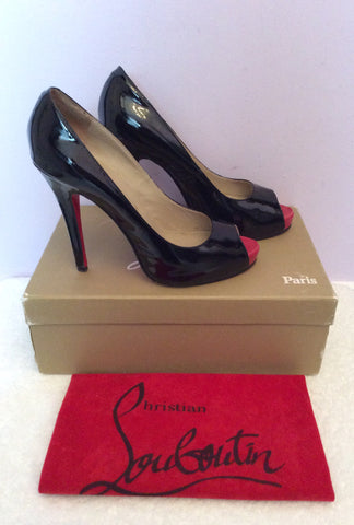 Christian Louboutin Black Patent Leather Peeptoe Heels Size 6/39 - Whispers Dress Agency - Sold - 2