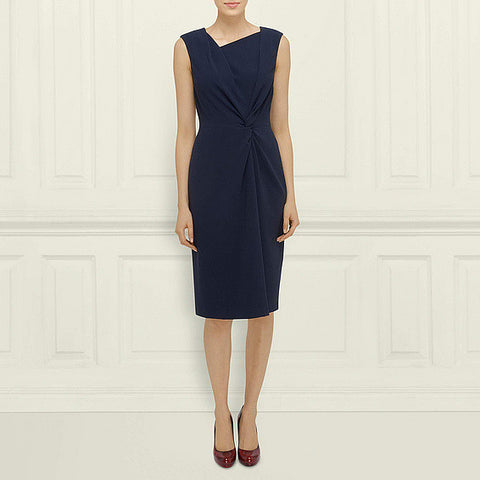 LK Bennett Dark Blue Adele Twist Front Crepe Dress Size 14 - Whispers Dress Agency - Womens Dresses - 2