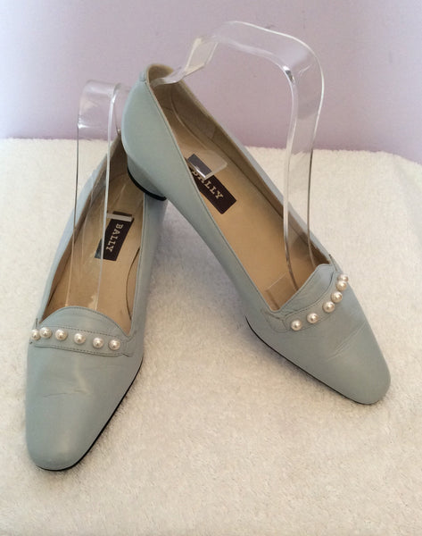 Brand New Bally Pale Blue & Pearl Trim Court Shoes Size 4/37 - Whispers Dress Agency - Sold - 1