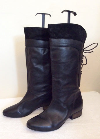 Faith Black Leather Lace Up Back Boots Size 8/42 - Whispers Dress Agency - Sold - 1