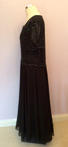 Debut Black Beaded & Sequinned Top Evening Dress Size 20 - Whispers Dress Agency - Sold - 3