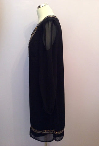 Savoir Black & Bronze Bead & Sequin Trim Shift Dress Size 18 - Whispers Dress Agency - Sold - 2