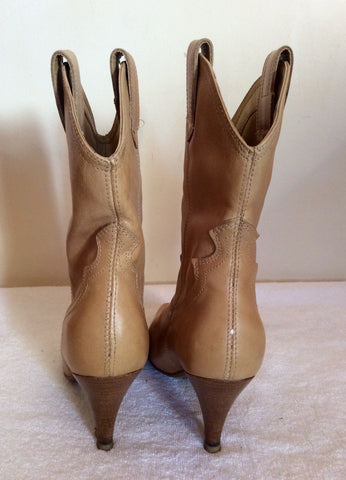 Bronx Camel Cowboy Style Leather Ankle Boots Size 3.5/36 - Whispers Dress Agency - Womens Boots - 4