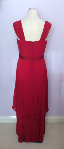 Hobbs Invitation Red Pleated Tiered Long Dress Size 10 - Whispers Dress Agency - Womens Dresses - 3