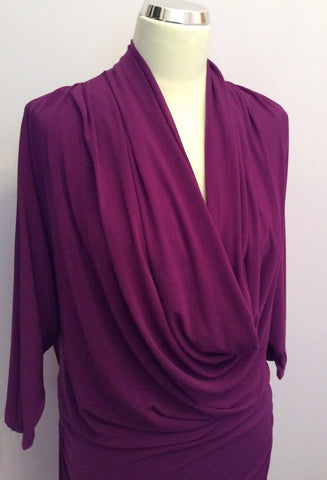Biba Purple Cowl Neck Stretch Dress Size 12 - Whispers Dress Agency - Sold - 2
